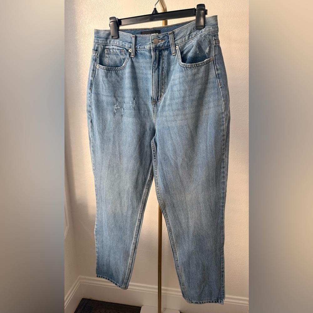 Fashion Nova High Rise Straight Leg Jeans | Light Wash | Distressed